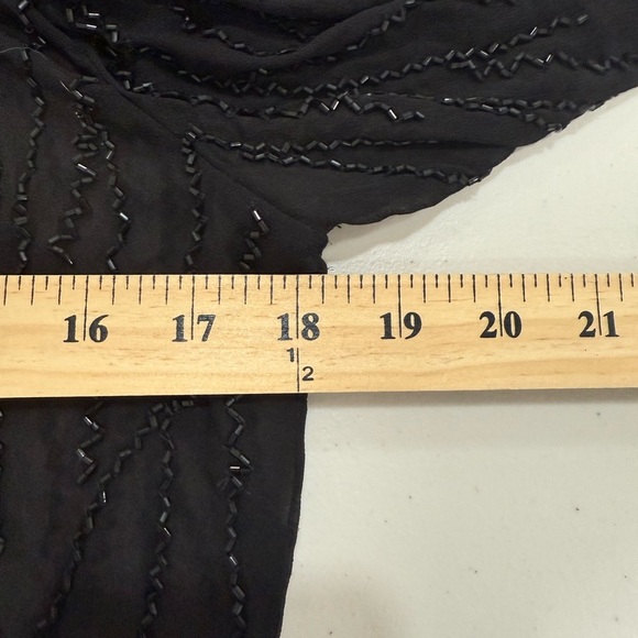 NWT Laurence Kazar Women’s Black 100% Silk Beaded Open Front Cardigan  Size 10 - Picture 6 of 7